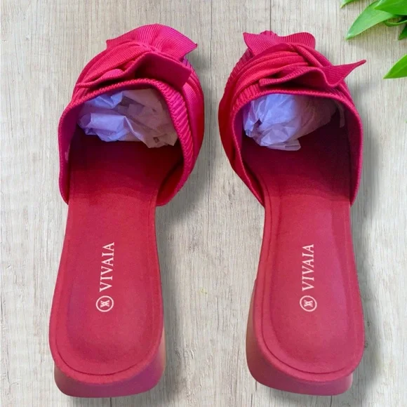 Vivaia Pointed-Toe Bow Knot Yaffa Mule Sandals in Hot Pink Fabric Size EU 39 (8) - Picture 7 of 11